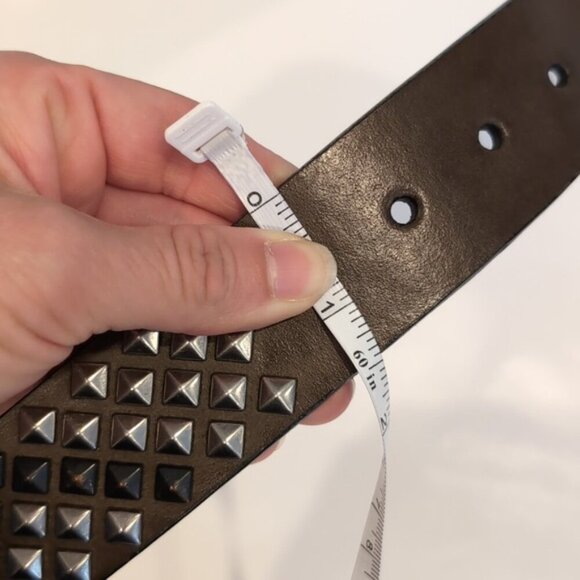 Kenneth Cole Studded Italian Leather Belt Mens Womens Unisex Wide 36/90 - Picture 15 of 16